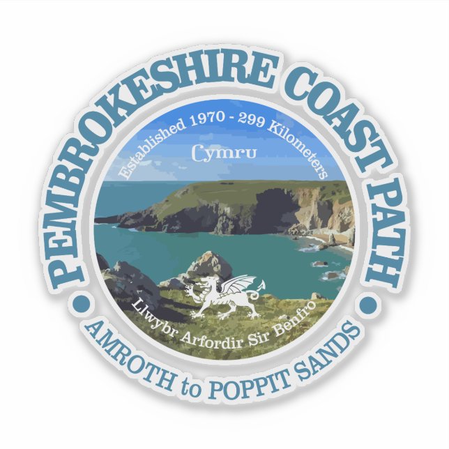 Pegatina Ruta costera de Pembrokeshire (Anverso)