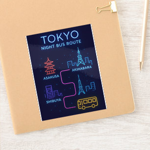 Pegatina Ruta de autobús nocturno de Tokio Neon – Viajes a