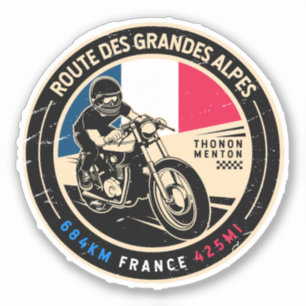 Pegatina Ruta de los Grandes Alpes   Francia   Motocicleta
