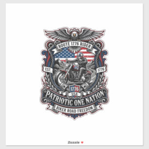 Pegatina Ruta Patriótica 1776 Jinete Camisa Gráfica del Cic