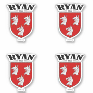 Pegatina Ryan Escudo Traducción y significado irlandés (x4)