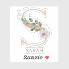 Pegatina S Monograma Floral Personalizado