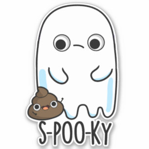 Pegatina S-poo-ky Funny Ghost Poop Pun