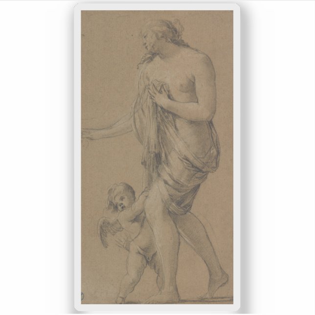 Pegatina S. Vouet: Estudio de las cifras de Venus y Cupid (Anverso)