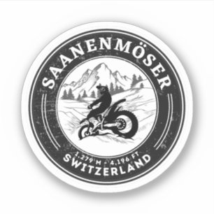 Pegatina Saanenmöser Pass recorrido en motocicleta por los