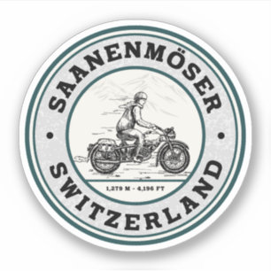 Pegatina Saanenmöser Pass tour en moto por los Alpes suizos