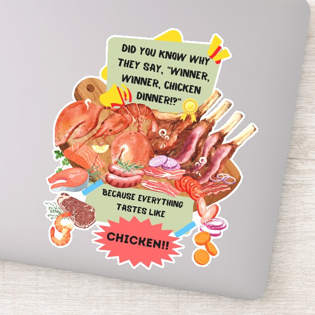 Pegatina ¿Sabías que ganadora, cena ganadora de pollo? (Detalle)