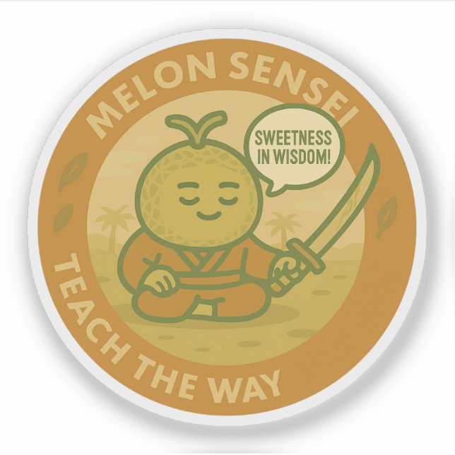 Pegatina Sabio Melón Japonés Sensei Adorable  (Anverso)