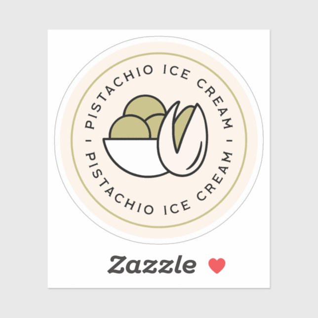 Pegatina Sabor de helado de pistacho estético casero (Hoja)