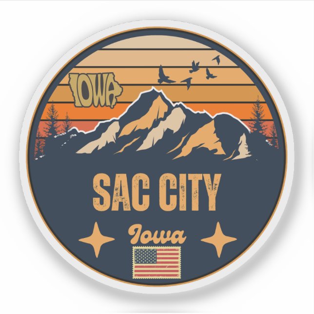 Pegatina Sac City, Iowa (Anverso)