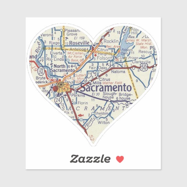 Pegatina Sacramento Vintage Map (Hoja)