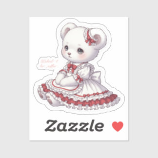Pegatina Sad Sweet Goth Bear - Red & White Frilly Dress