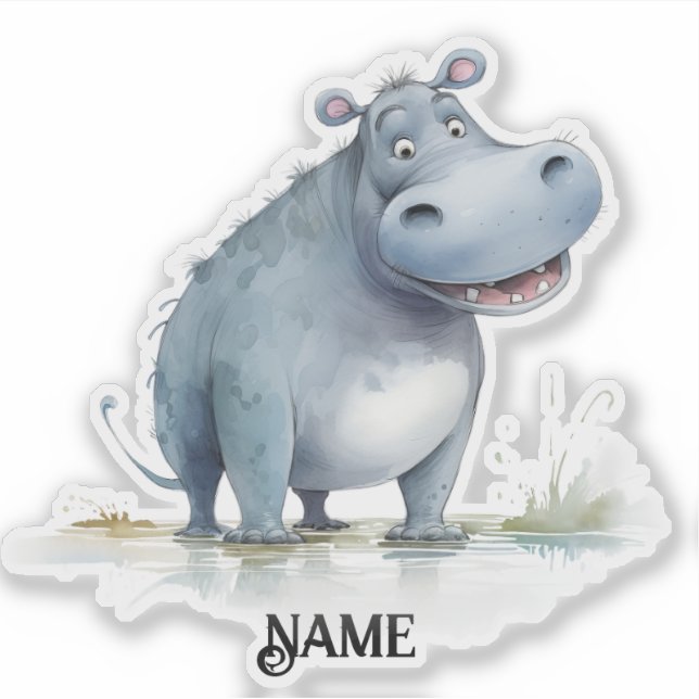 Pegatina Safari Hippo Personalizado (Anverso)