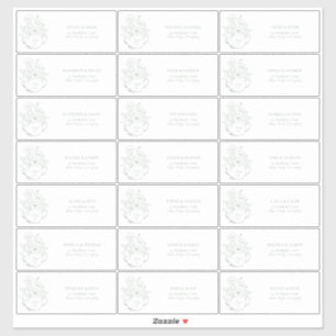 Pegatina Sage Green Botanical Bridal Tea Guest Address