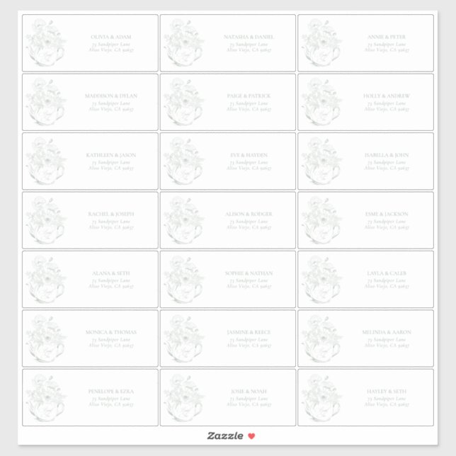 Pegatina Sage Green Botanical Bridal Tea Guest Address (Hoja)