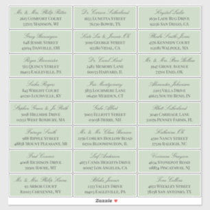Pegatina Sage Green Elegant Script 24 Boda Dirección de inv