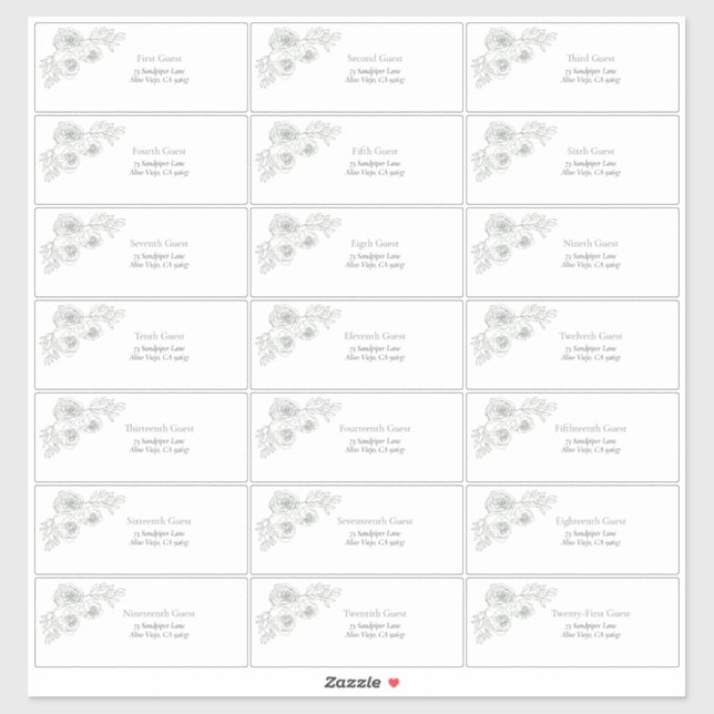 Pegatina Sage Green Floral Line Art Guest Address (Hoja)