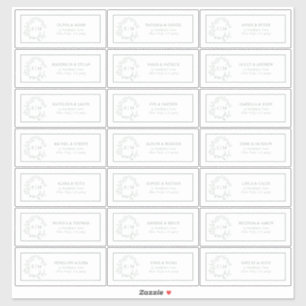 Pegatina Sage Green Leafy Escudo Monograma Dirección de inv