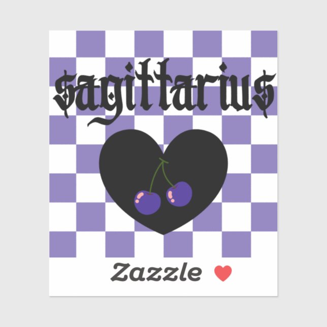 Pegatina Sagittarius Gothic Aestética a cuadros de cerezo (Hoja)