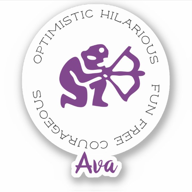 Pegatina Sagittarius Zodiac Star Sign Trats (Anverso)