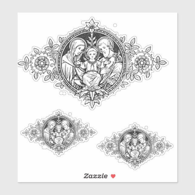 Pegatina Sagrada Familia Católica Jesús María José Religios (Hoja)