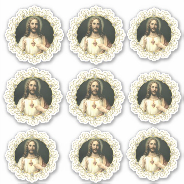 Pegatina Sagrado Corazón de Jesús Vinyl Religioso (Anverso)