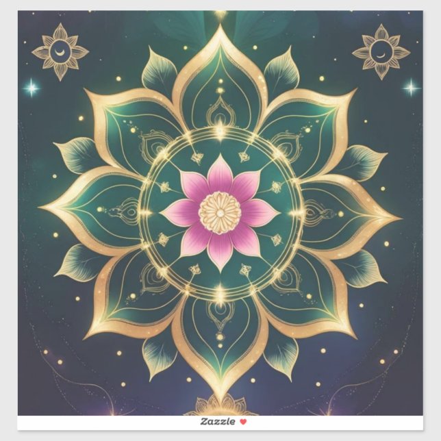 Pegatina Sagrado Lotus Moon Mandala - Aura Celeste (Hoja)