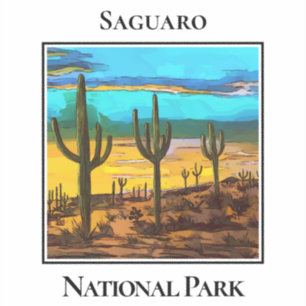 Pegatina Saguaro en el Desierto, Parque Nacional Saguaro