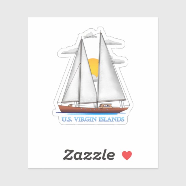 Pegatina Sailo Náutico Costero de las Islas Vírgenes de Est (Hoja)