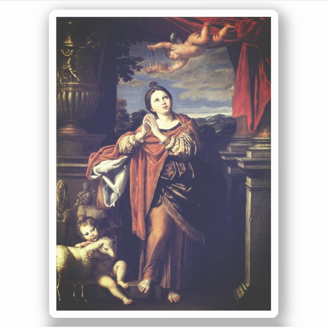 Pegatina Saint Agnes por Domenichino (feat. 1620) (Anverso)