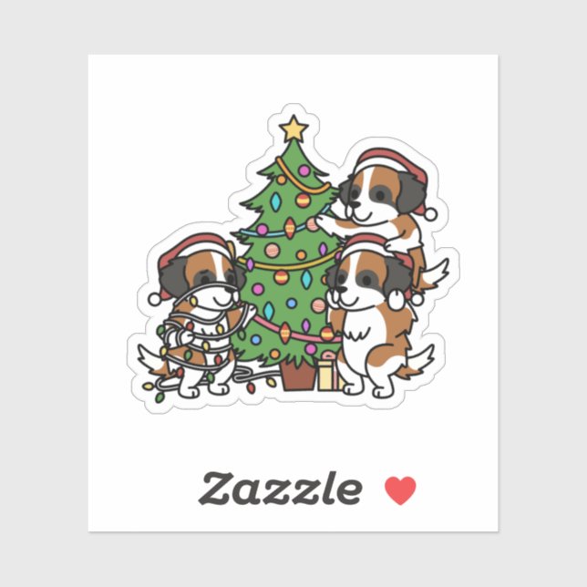 Pegatina Saint Bernard Christmas Tree (Hoja)