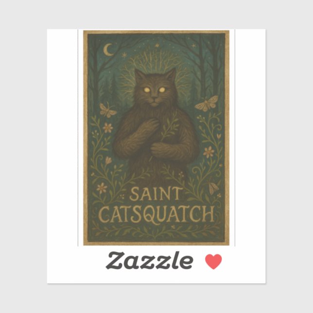 Pegatina Saint Catsquatch Sticker WV Cryptid Sasquatch (Hoja)