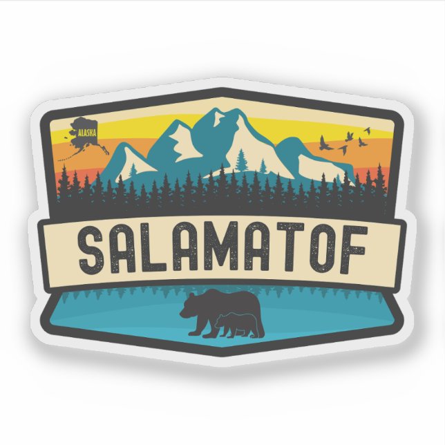 Pegatina Salamatof, Alaska (Anverso)