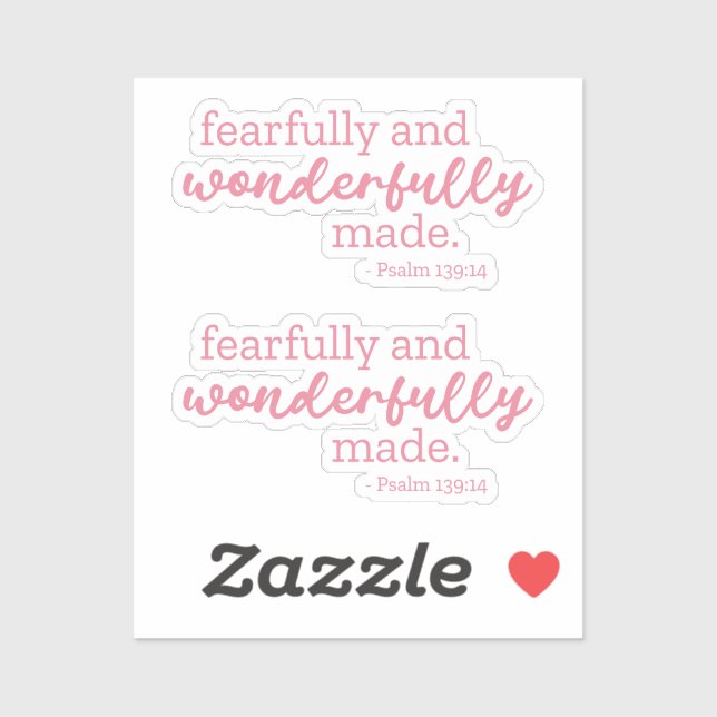 Pegatina Salmo 139:14 - Hecho con miedo y maravilla (Hoja)