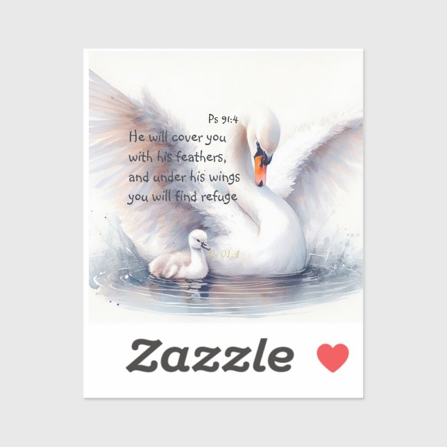 Pegatina Salmo 91:4 Alas La protección de Dios la Biblia Es (Hoja)