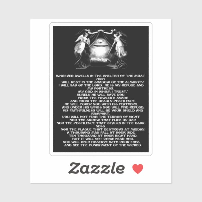 Pegatina salmo 91 cita la biblia ángeles Arte religioso (Hoja)