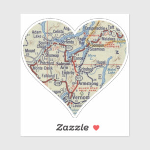 Pegatina Salmon Arm BC Vintage Map