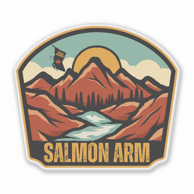 Pegatina Salmon Arm, Columbia Británica (Anverso)
