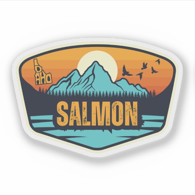 Pegatina Salmón, Idaho (Anverso)