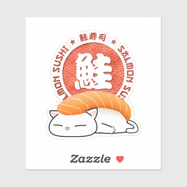Pegatina Salmon Sushi Cat (Hoja)