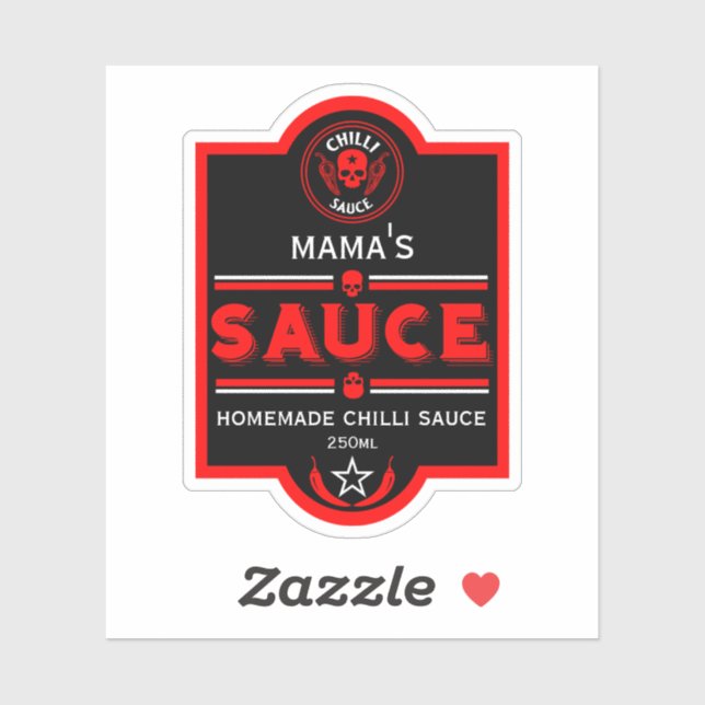 Pegatina Salsa de chile hecha en casa (Hoja)