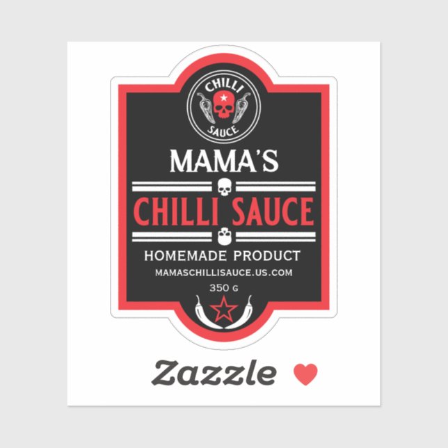 Pegatina Salsa de chile hecha en casa (Hoja)