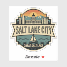 Pegatina Salt Lake City Skyline Utah Retro Badge 
