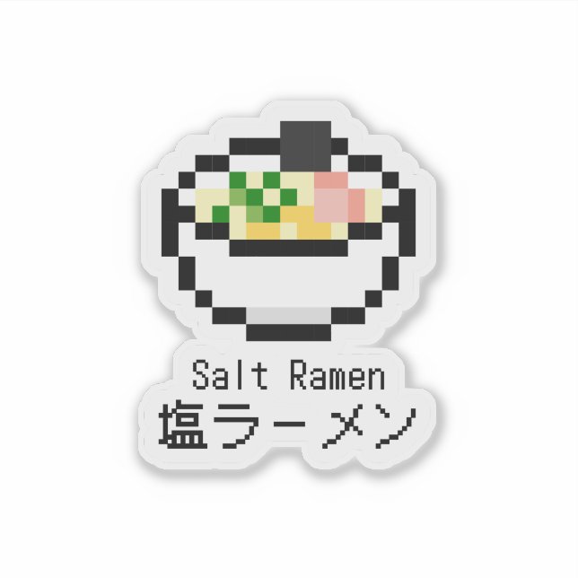 Pegatina Salt Ramen Retro Pixel Art (Anverso)