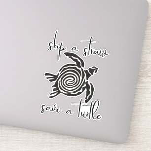 Pegatina Salta una Pajita Salva una Tortuga Mar Libre de Pl