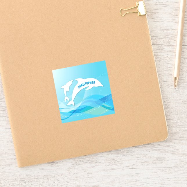Pegatina Salto de delfín en el océano personalizado (Cuaderno)