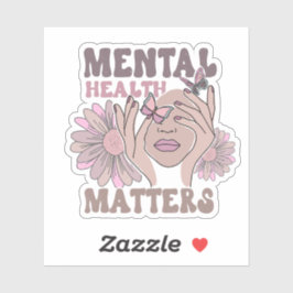 Pegatina Salud Mental Importa Conciencia Retro Floral Girly