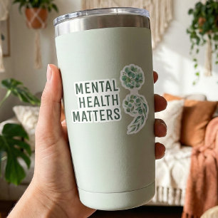Pegatina Salud Mental Personalizada Boho Punto y Coma Verde