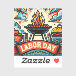 Pegatina Saludo del Día del Trabajo de Grill & Chill