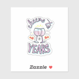 Pegatina Saludos al champagne de 11 años de aniversario del